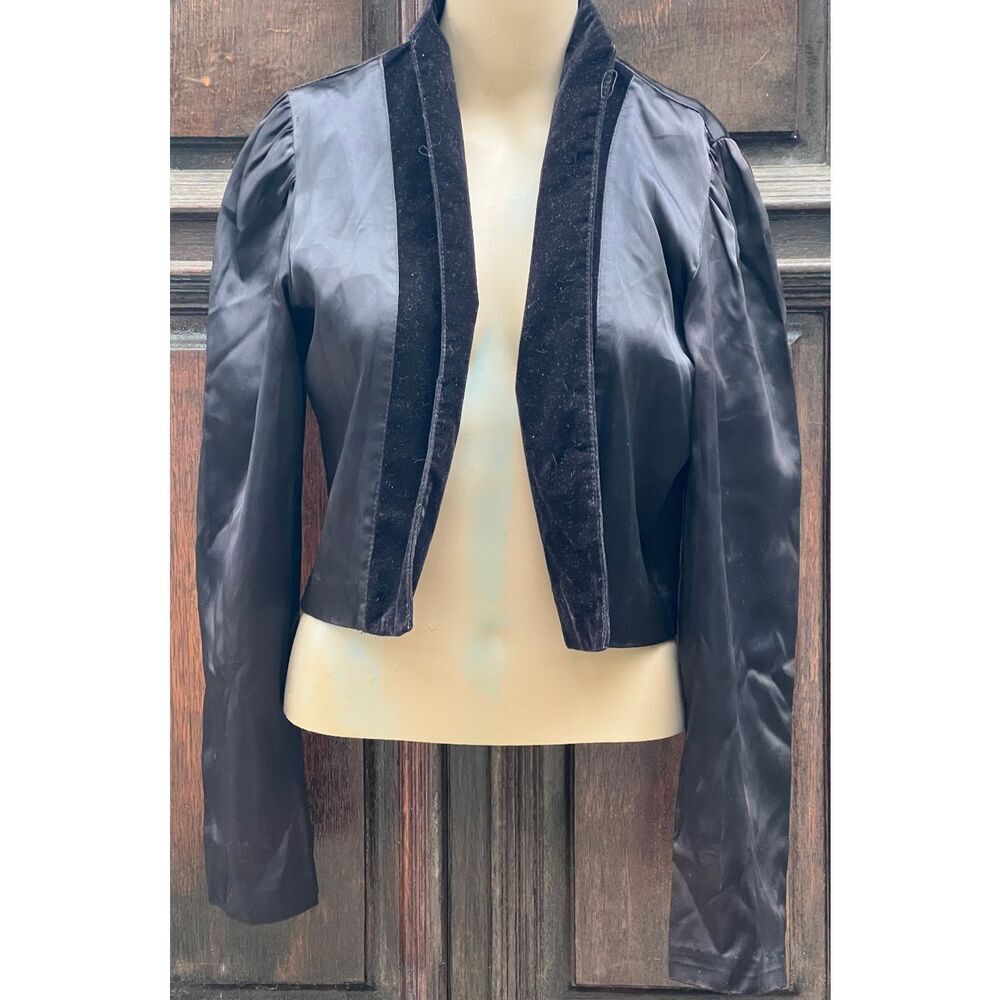 Vintage Black Velveteen Collar Crop Jacket Druthers Size 9